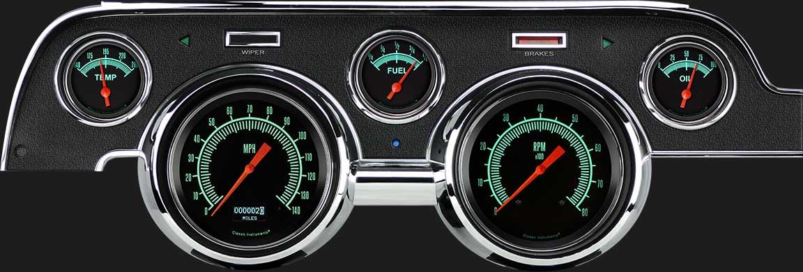 MU67DGS Classic Instruments G/Stock 5 Gauge Package LED Odometer Black Bezel Fits 1967-1968 Mustang