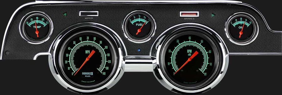 MU67DGS Classic Instruments G/Stock 5 Gauge Package LED Odometer Black Bezel Fits 1967-1968 Mustang