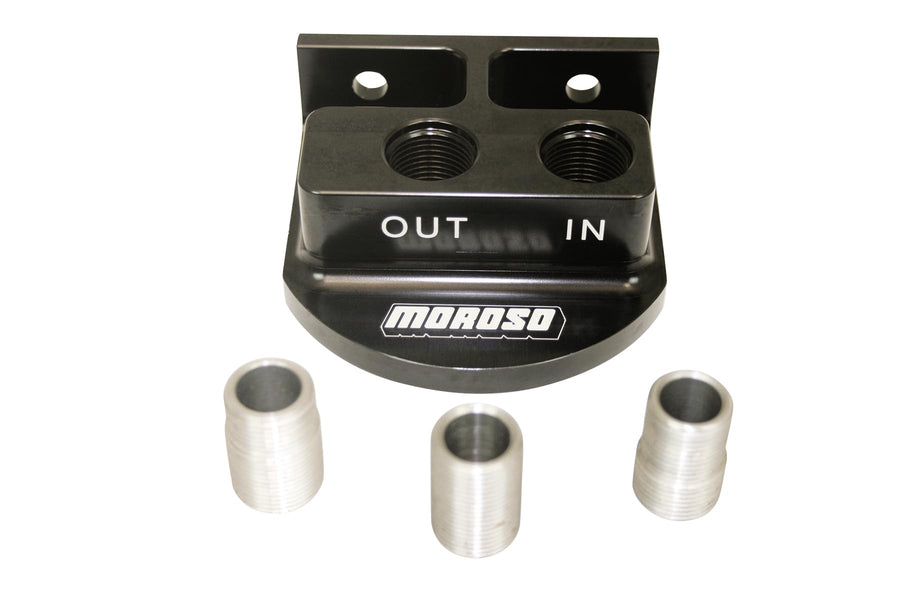 Moroso Remote Oil Filter Mount 23767, Top Port Style, Including Adapters for 13/16-16, 3/4-16, 22MM-1.5 thread