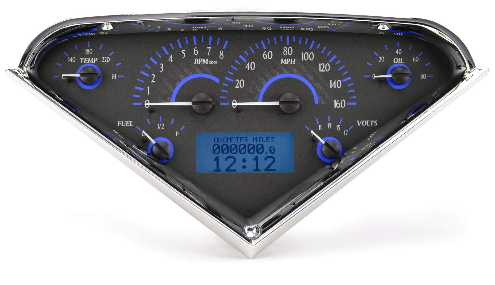 Dakota Digital VHX-55C-PU-C-B 55-59 Chevy Pickup Truck Analog Gauge Carbon Blue