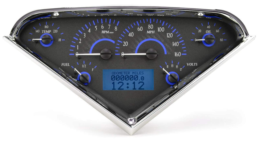 Dakota Digital VHX-55C-PU-C-B 55-59 Chevy Pickup Truck Analog Gauge Carbon Blue