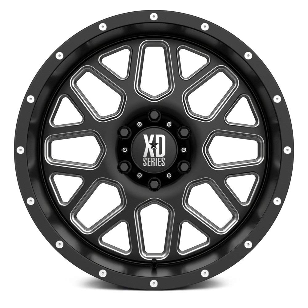 XD Wheels Xd820 Satin Black Milled Grenade Wheel with Alloy Steel (18 x 9. inches /6 x 87 mm, -12 mm Offset)