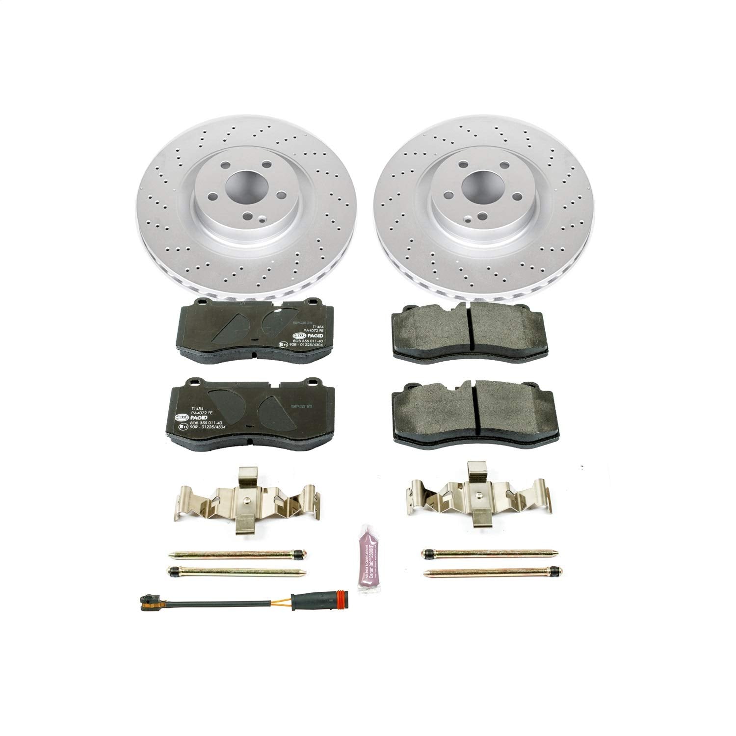 Power Stop Front Euro-Stop Brake Kit ESK6755 and 1 Front Sensor Wire For CL550, CL600, S350, S400, S550, S600, SL550 [Model Specific]