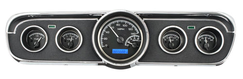 Dakota Digital VHX-65F-MUS-K-B Analog Dash Gauge System Compatible with 1965-66 Ford Mustang with Black Alloy Style and Blue Backlighting