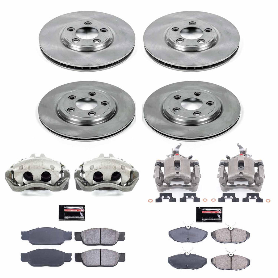 Power Stop KCOE7937 Replacement Autospeciality Front and Rear Caliper Kit- OE Rotors, Ceramic Brake Pads, Calipers For Ford Thunderbird 2002-2005, Lincoln LS 2000-2002 [Model Specific]
