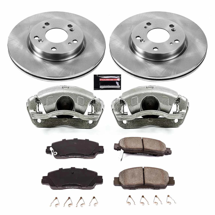 Power Stop KCOE7345 Replacement Autospeciality Front Caliper Kit- OE Rotors, Ceramic Brake Pads, Calipers For Honda Accord 2016-2017 [Model Specific]