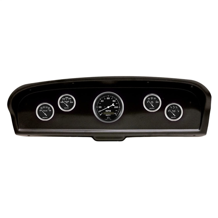 AutoMeter Dash Kit Direct Fit, (3 3/8" X1, 2 1/16" X4), Ford Truck 61-66, Old TYME Black (2105-07)
