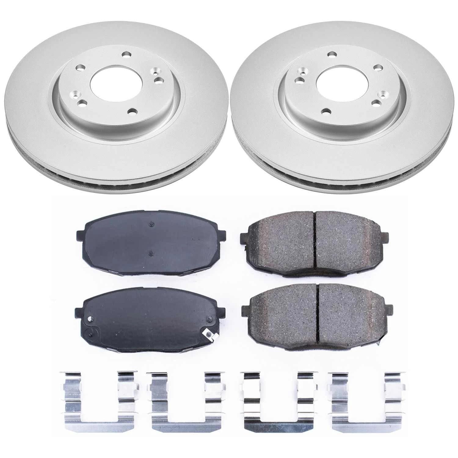 Power Stop CRK5837 Brake Rotor & Coated Ceramic Brake Pads- front For Kia Forte 2010-2013, Kia Forte Koup 2010-2013 [Model Specific]