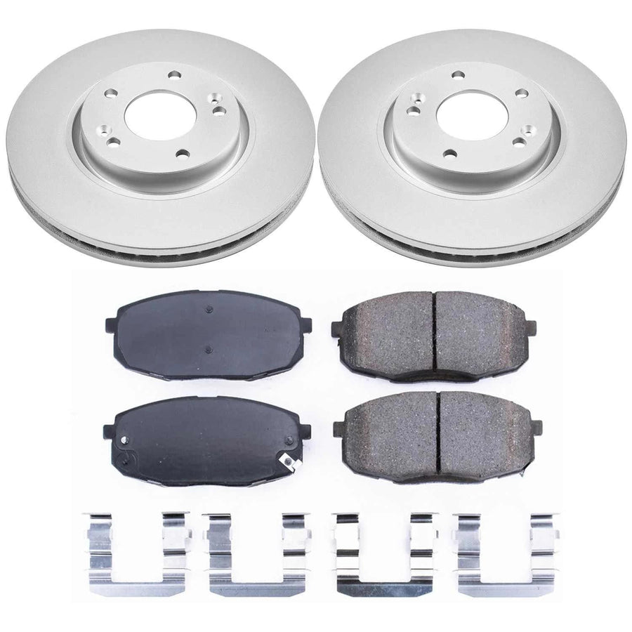 Power Stop CRK5837 Brake Rotor & Coated Ceramic Brake Pads- front For Kia Forte 2010-2013, Kia Forte Koup 2010-2013 [Model Specific]