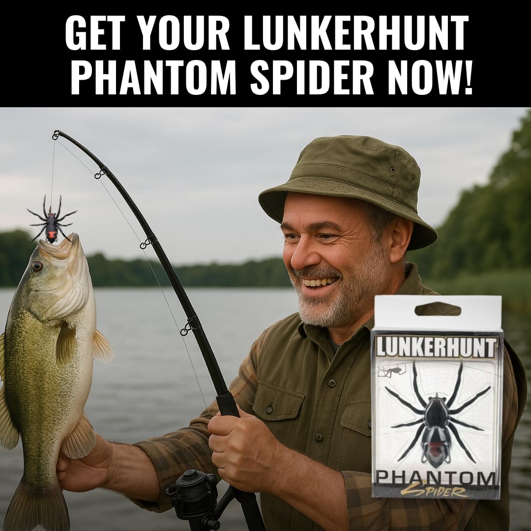 Lunkerhunt Fishing Lure Spider | Most Realistic Topwater Fishing Bait with Self-Righting Ballast for Natural Walking Action | Hollow Body Weedless Hooks for Bass Fishing (Widow Maker Phantom Spider)