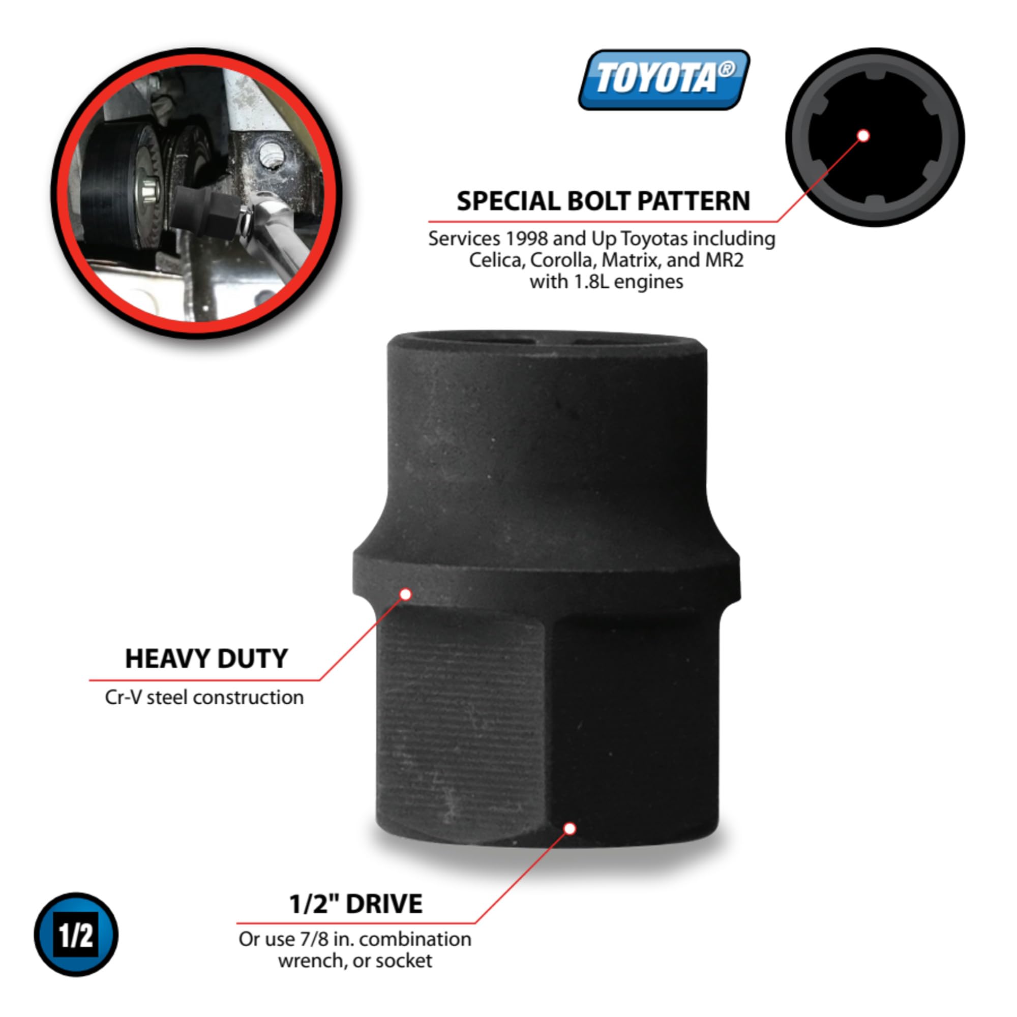 Toyota Performance Tool W80497 Belt Tensioner Socket