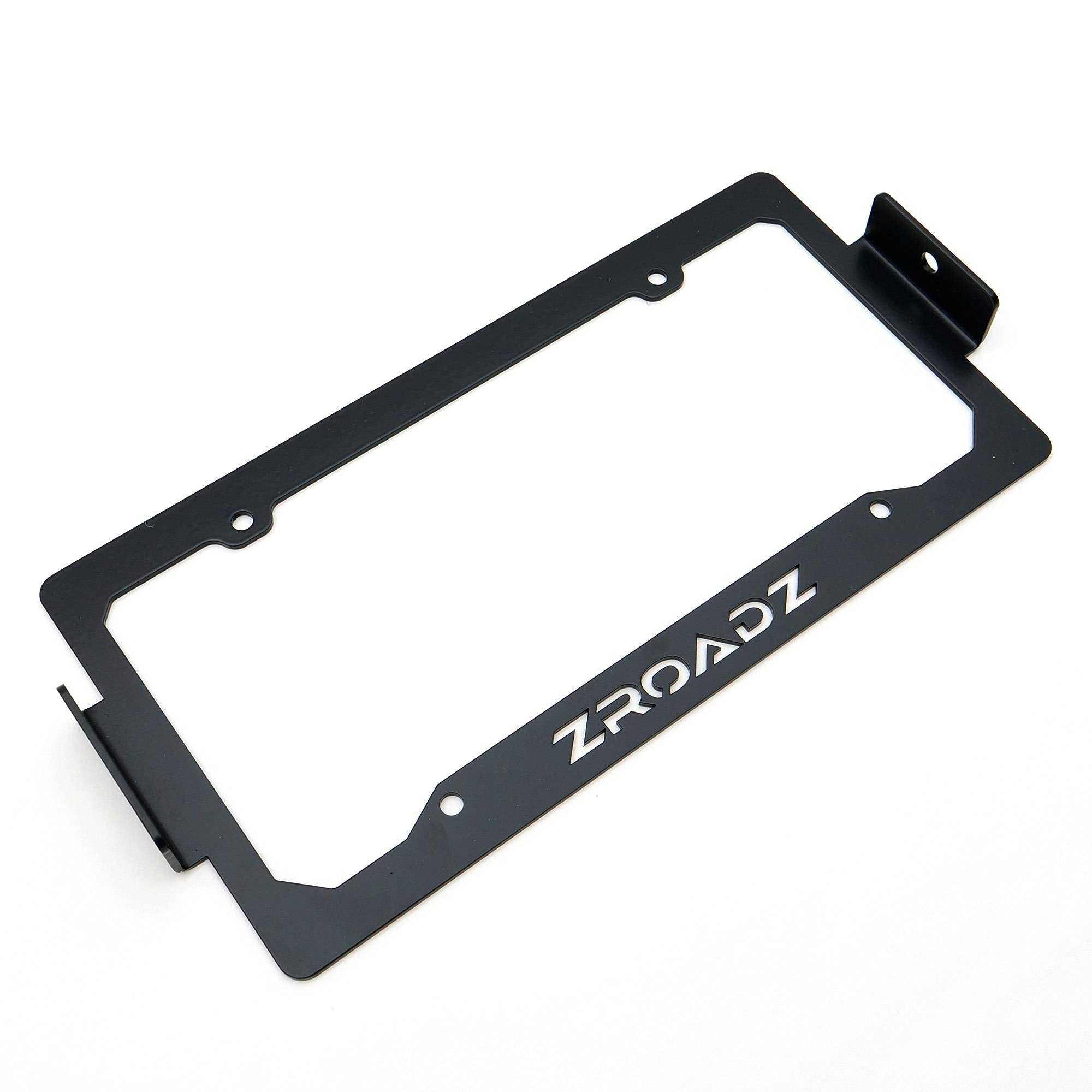 ZROADZ LED License Plate Frame Universal Bracket ONLY- Black Mild Steel - Bolt-on No Drilling Required - Mounts (2) 3 Inch ZROADZ or Similar Style LED Pod Lights PN#Z310005