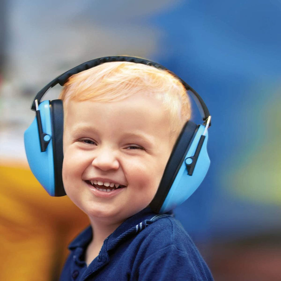 Walker's Low Profile Youth Children’s Lightweight Padded Headband Adjustable Folding Noise-Reducing Hearing Protection Earmuffs, Blue, Small