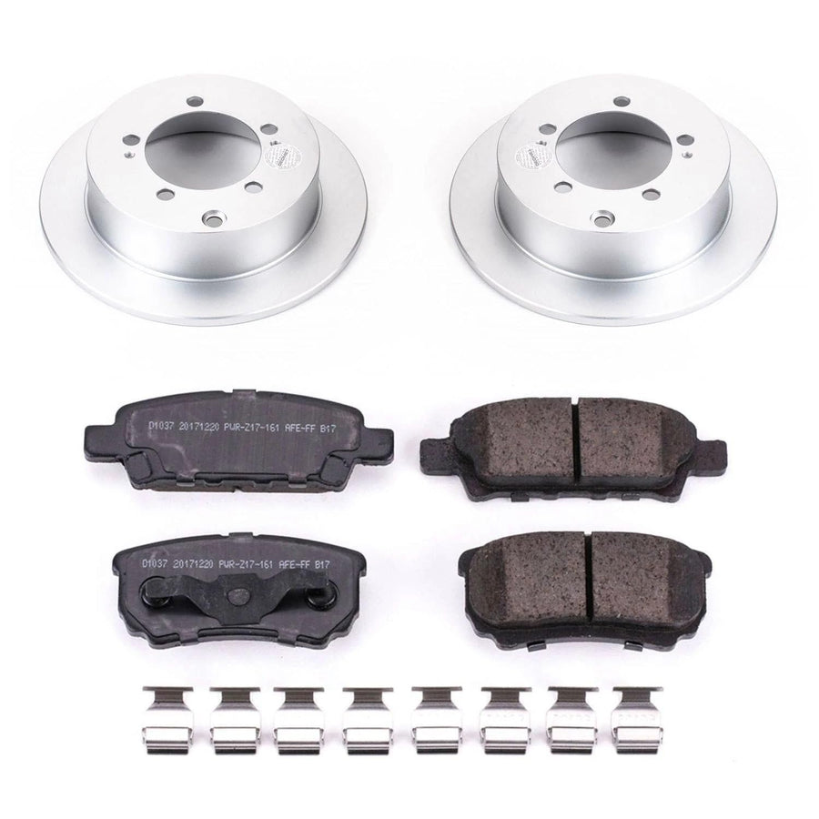 Power Stop Coated Brake Rotor CRK1202 & Ceramic Brake Pads- rear For Mitsubishi Lancer 2004-2006, Mitsubishi Outlander 2005-2006 [Model Specific]