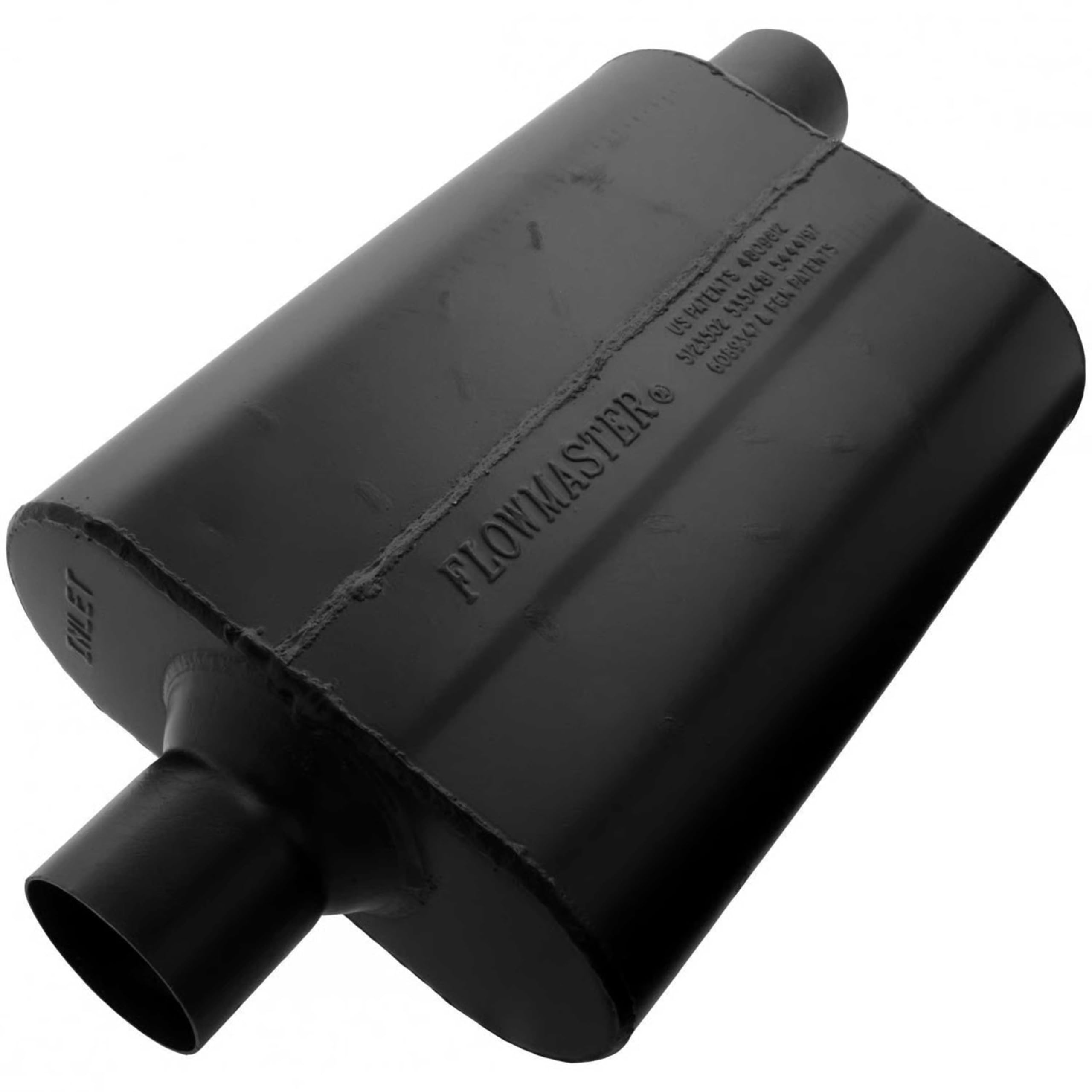 Flowmaster Super 44 Muffler Series – 2.50” - Center In/Offset Out – Aggressive Sound – 16 Gauge Aluminized Steel – For Classic & Late Muscle Cars, Street Rods, Trucks, SUVs (942547)