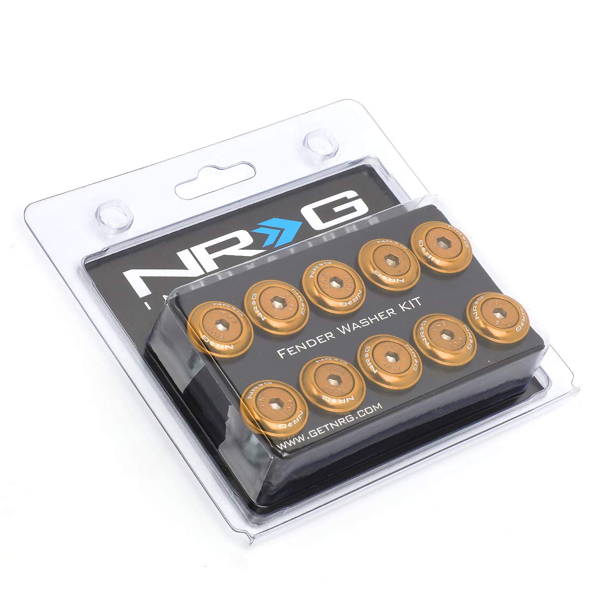 Fender Washer Kit NRG Innovations, 10-Piece Rose Gold Bolts and Washers Set, M6 x 1 Thread, for Plastic Trim & Universal Rivets, NRG-FW-150RG