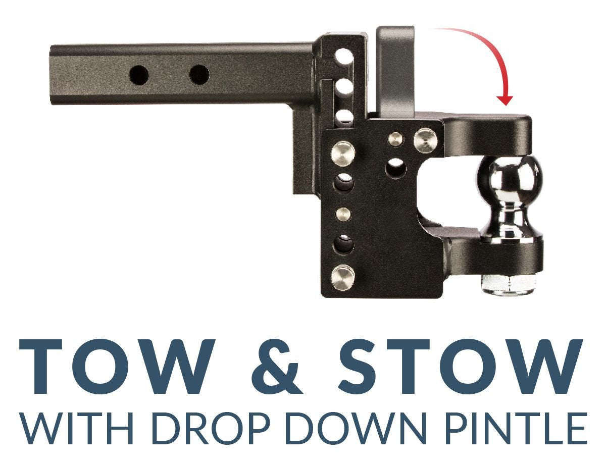 B&W Hitch Tow and Stow B and W with Pintle Drop Down - 2.5" Receiver Shank - 2" Ball