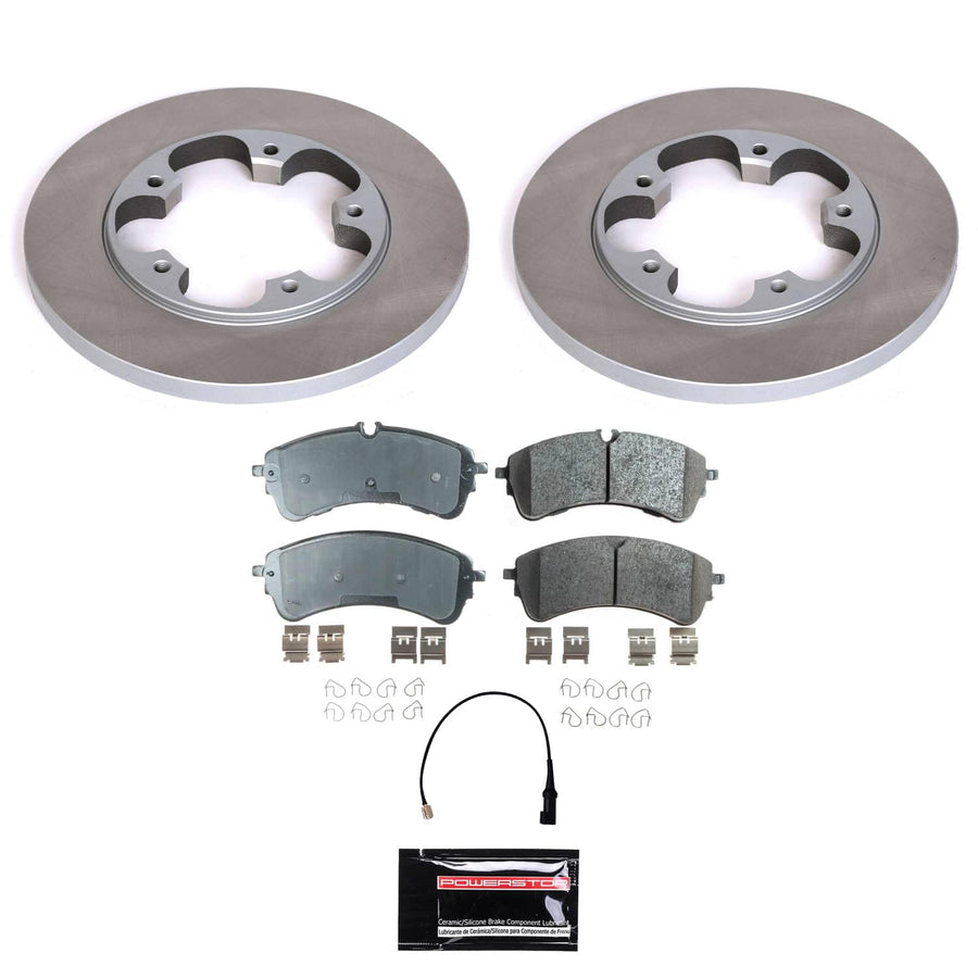 Power Stop Rear Brake Kit SC9057 With Semi-Coated Brake Rotors and Ceramic Brake Pads & Hardware + Sensor For Ford Transit-150 2021, Transit-250 2021, Transit-350 2021 [Application Specific]