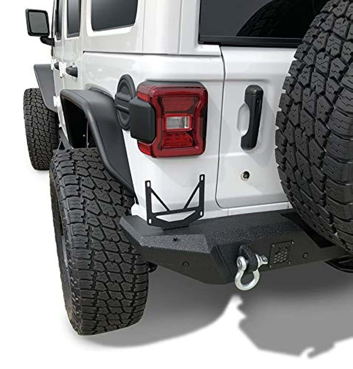 Jeep Wrangler JL 2018–2025 Rear Bumper Fits One-Piece Textured Black Steel Bumper, Direct-Fit, 2 Inch Receiver, D-Ring Mounts & D-Rings, License Plate Bracket TrailFX JL06T
