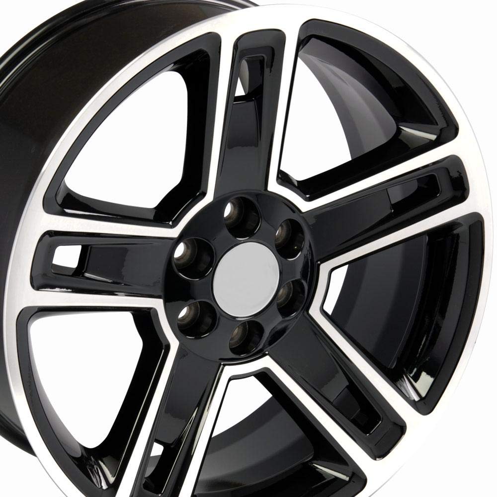 22 Inch OE Wheels CV74B Rim Fits Silverado 1500 Style 6x139.7 22x9 Gloss Black Machined - Hollander 5664 (1)