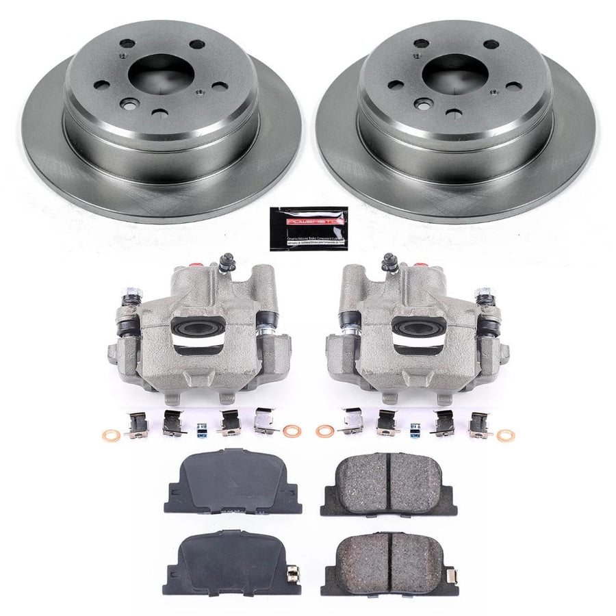 Power Stop KCOE1084 Rear Caliper Brake Kit- Brake Rotors, Ceramic Brake Pads and Brake Calipers For Lexus ES300 2000-2001, Toyota Camry 2000-2001 [Model Specific]