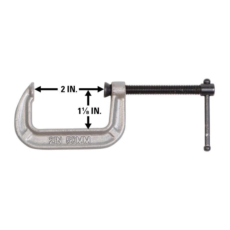 Wilton 2" Opening C-Clamp, 1-1/8" Throat, 800 Lbs. Clamping Force (Model 142C)