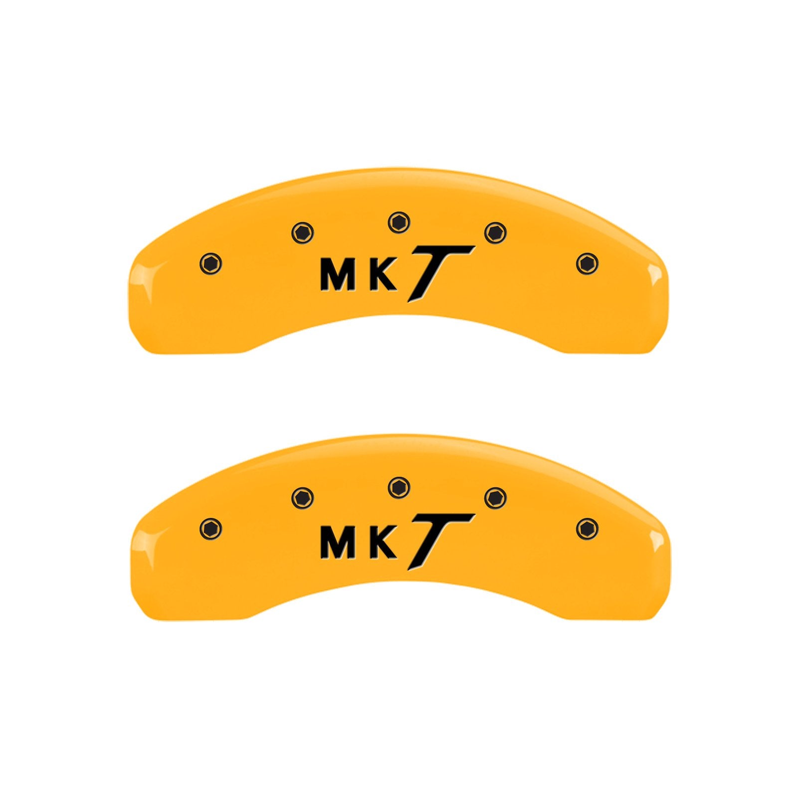 Caliper Covers MGP 36015SLMTYL, Set of 4 (Yellow Engraved Front: Lincoln - Engraved Rear: MKT Powder Coat Finish Black Characters)