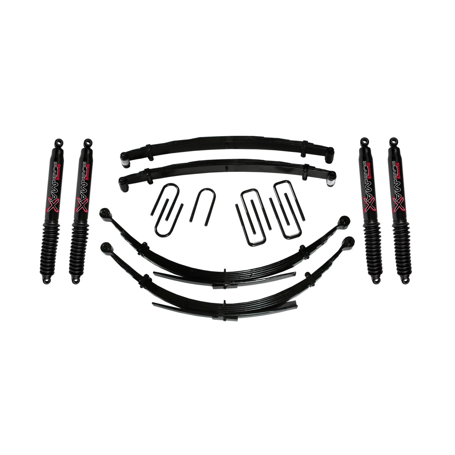 Skyjacker Suspension Lift Kit D400CDKS4-B w/Shock Black MAX Shocks 4 in. Lift Incl. Front/Rear Leaf Springs Front/Rear U Bolt Kits Front Bushing Kit 4 Shocks