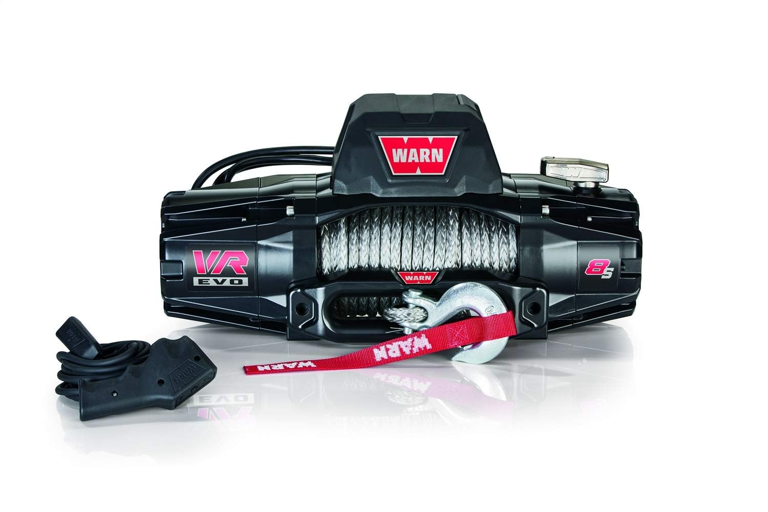 8-S WARN VR EVO Electric 12V DC Winch – 8,000 lb Pulling Capacity, Synthetic Rope, IP68 Waterproof, High-Performance Off-Road Recovery Winch for Jeeps, SUVs, and Light Trucks