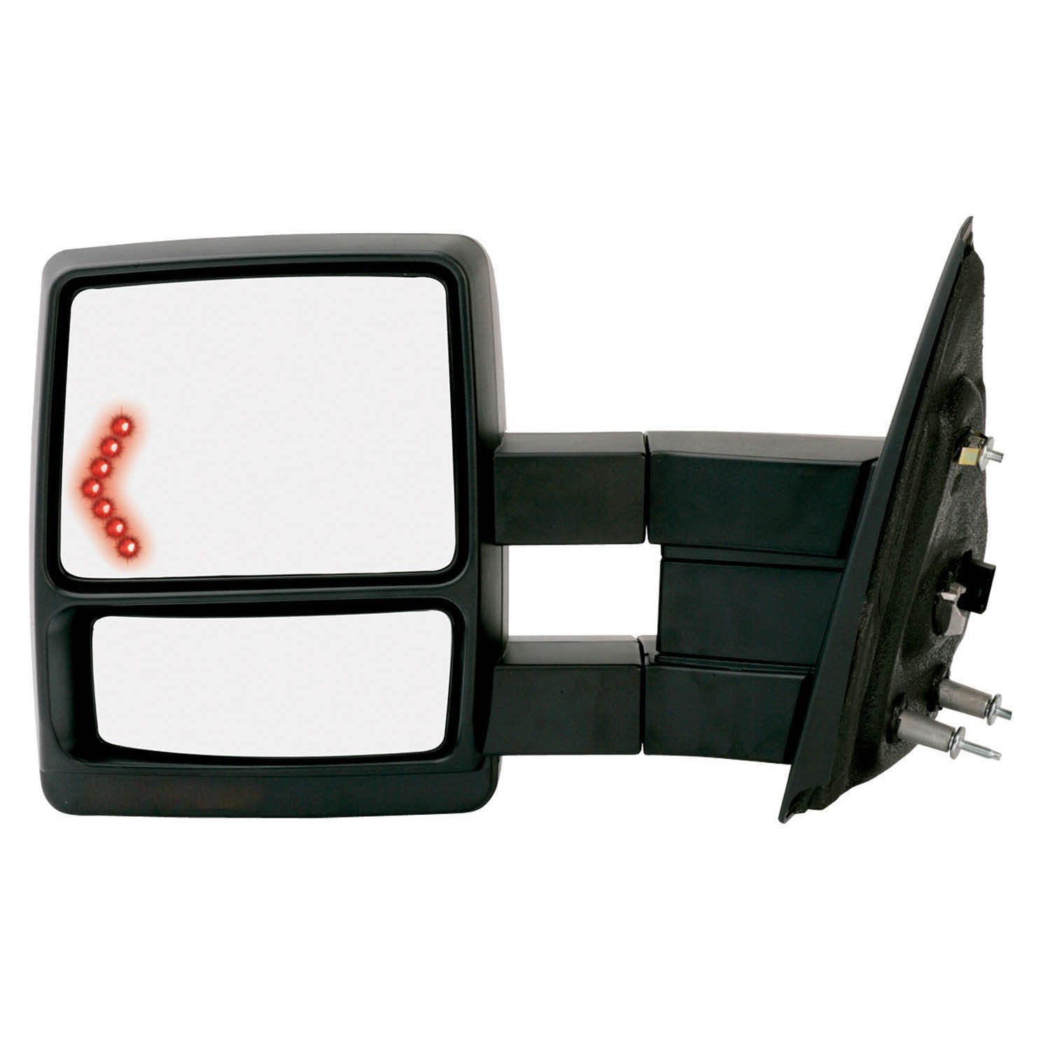 K Source Towing Mirror Extendable Pair for 2009-2012 F150, Textured Black, LED Arrow Turn Signal, Puddle Lamp, Heated Power, Adjustable, Dual Lens, Convex & Flat Mirror, Foldaway