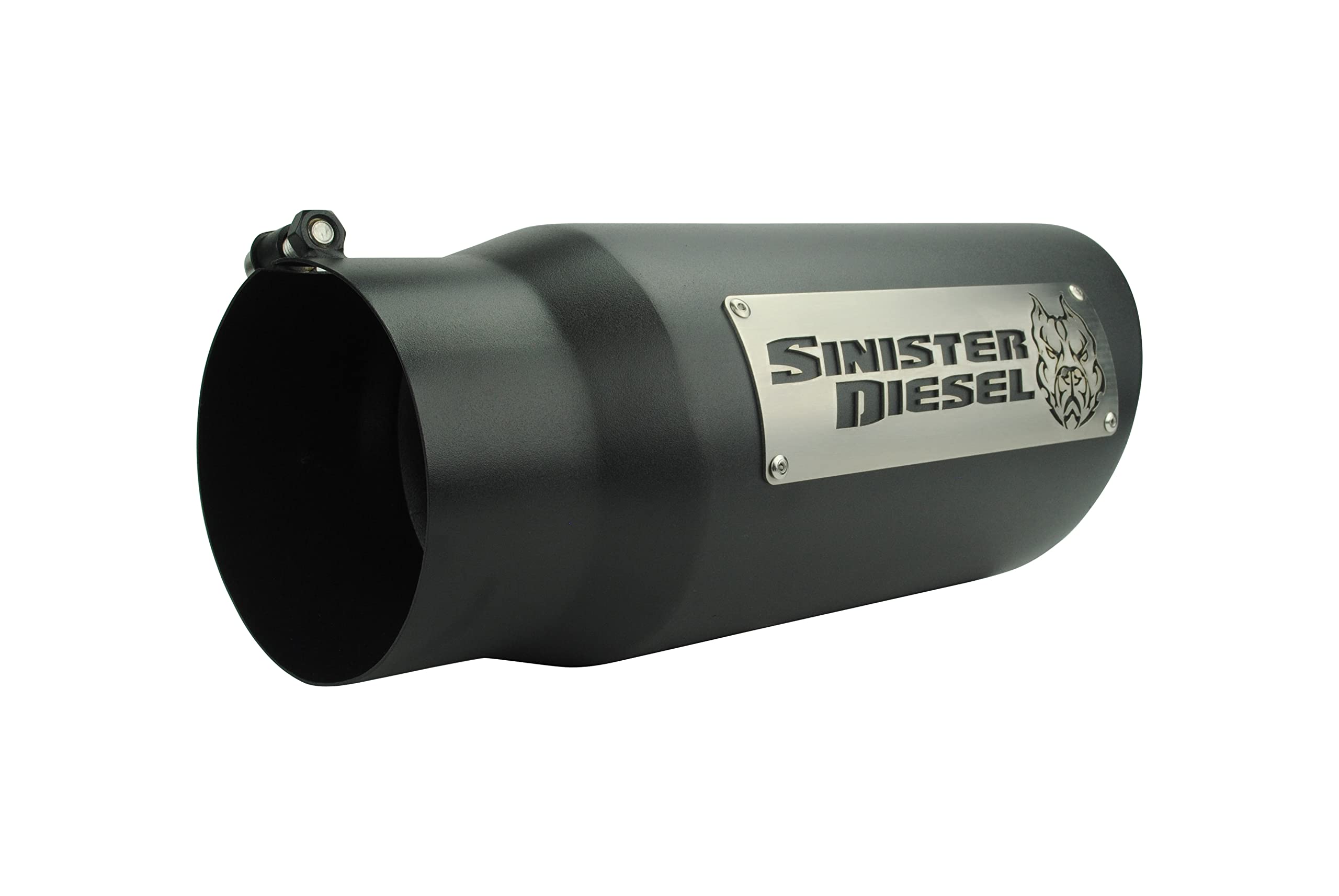Dual Wall Sinister Diesel Exhaust Tip W/Angle Cut 5" to 6" Black