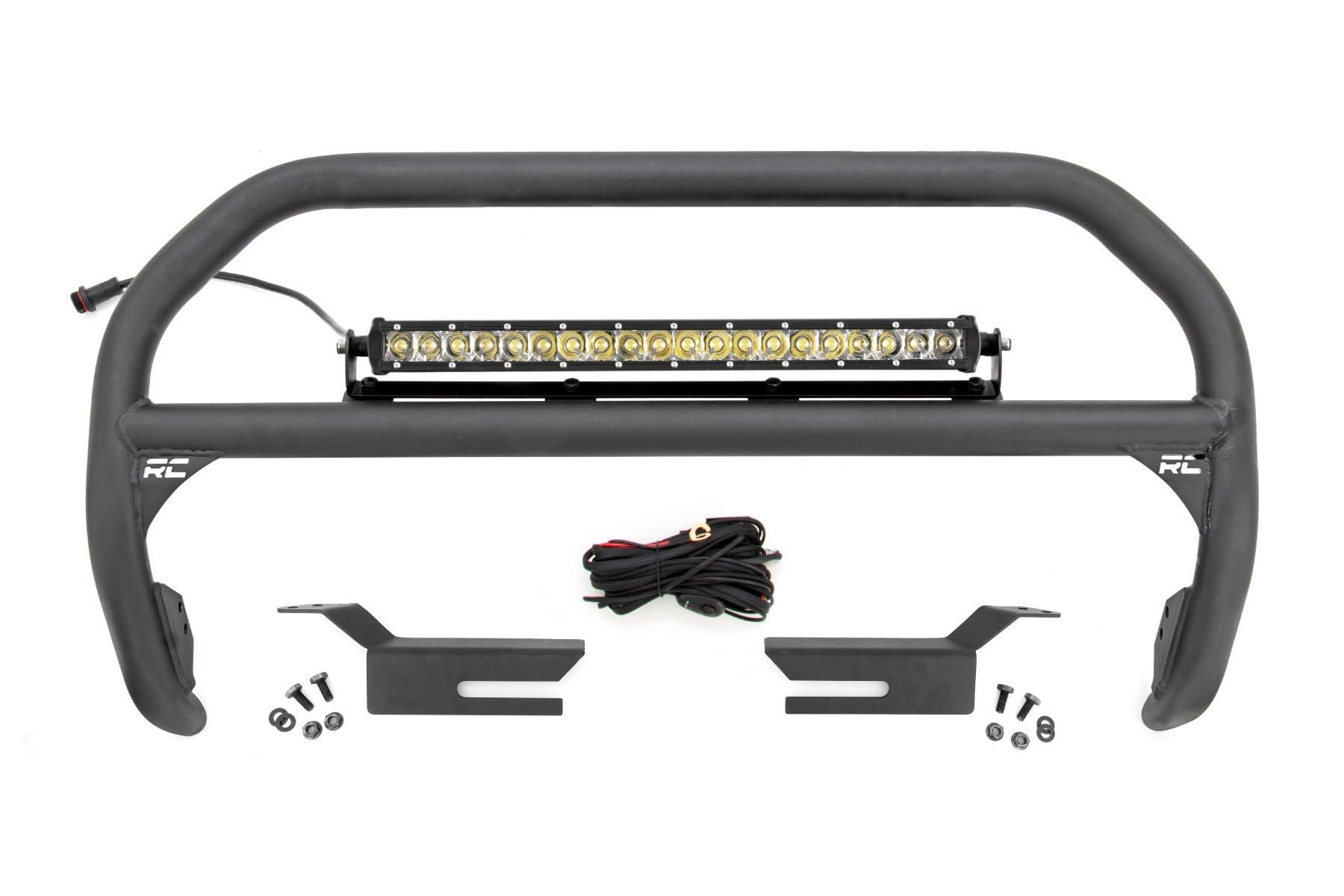 20" LED Light Bar Kit Rough Country for Ford Bronco 4WD (2021-2024) - (1) 20-inch Chrome Series LED Bar, 3-inch Tubular Nudge Bar