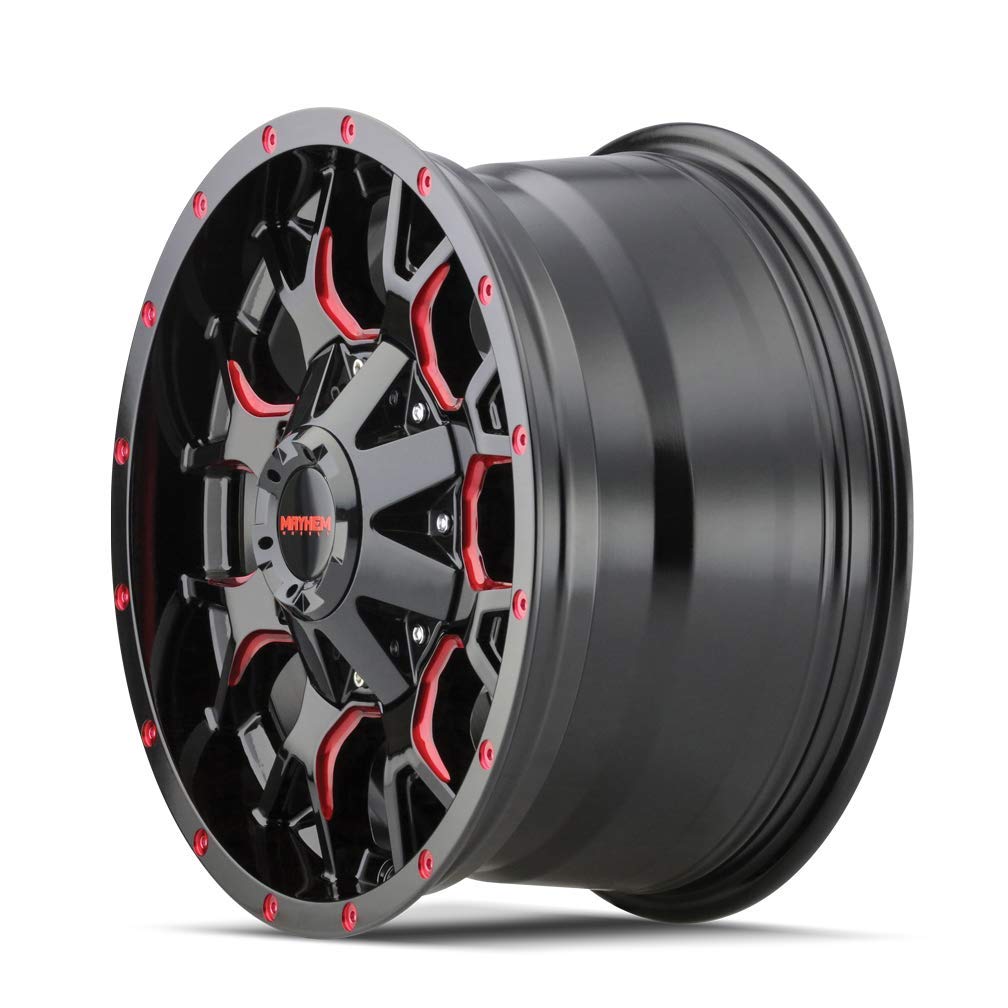 Warrior MAYHEM 8015 Black W/Prism Red 17X9 6-135/6-139.7 18mm 106mm Wheel with Painted (0 x 9. inches /6 x 135 mm, 18 mm Offset)