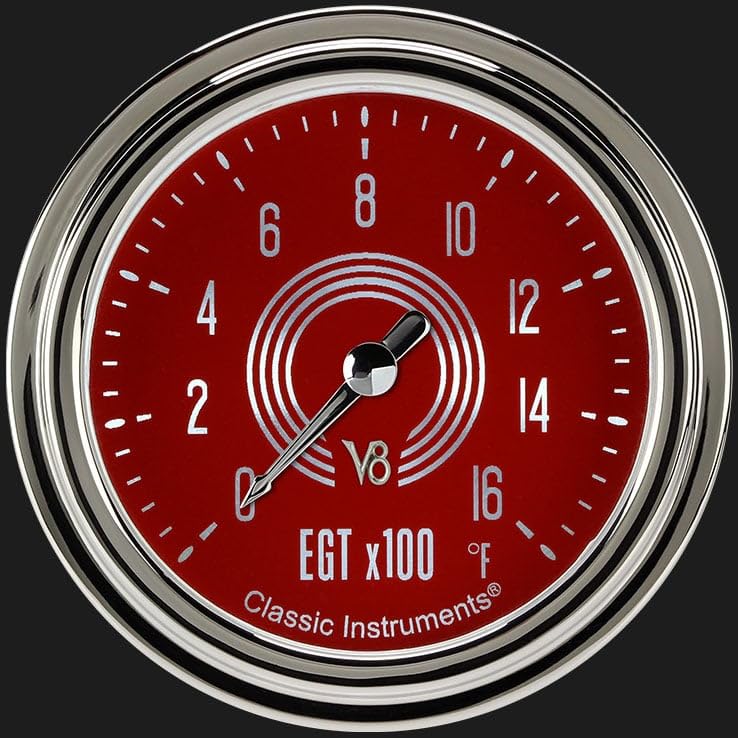 V8 Red Steelie Classic Instruments V8RS398SLC 2 5/8" Pyrometer Full Sweep