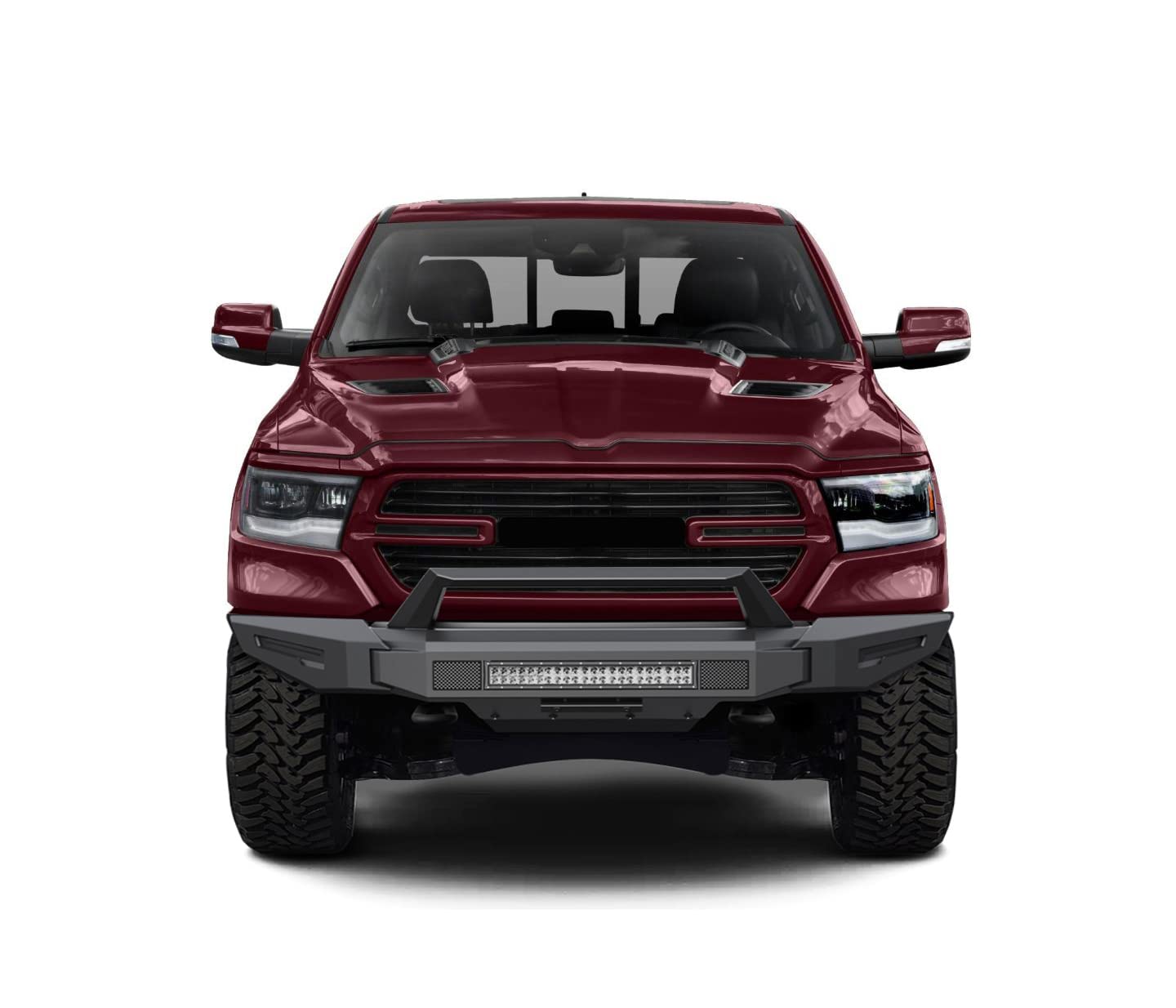 Armour II Heavy Duty Black Horse Modular Front Bumper Kit Modular Matte Black Compatible with 19-24 Ram 1500 (Excl.Rebel &TRX Trim, 19-23 Ram 1500 Classic)-AFB-RA20-K1