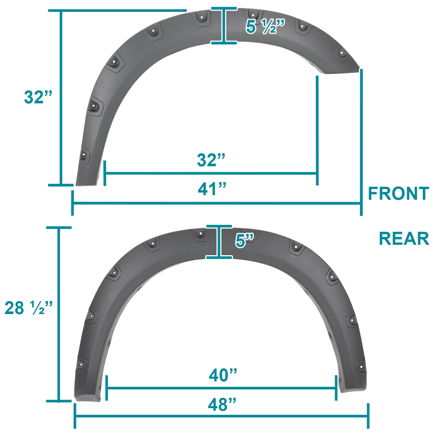 4PC Spec-D Tuning Front + Rear Textured Bolt-On Pocket Style Fender Flares Compatible with 2019-2021 Dodge Ram 2500 3500