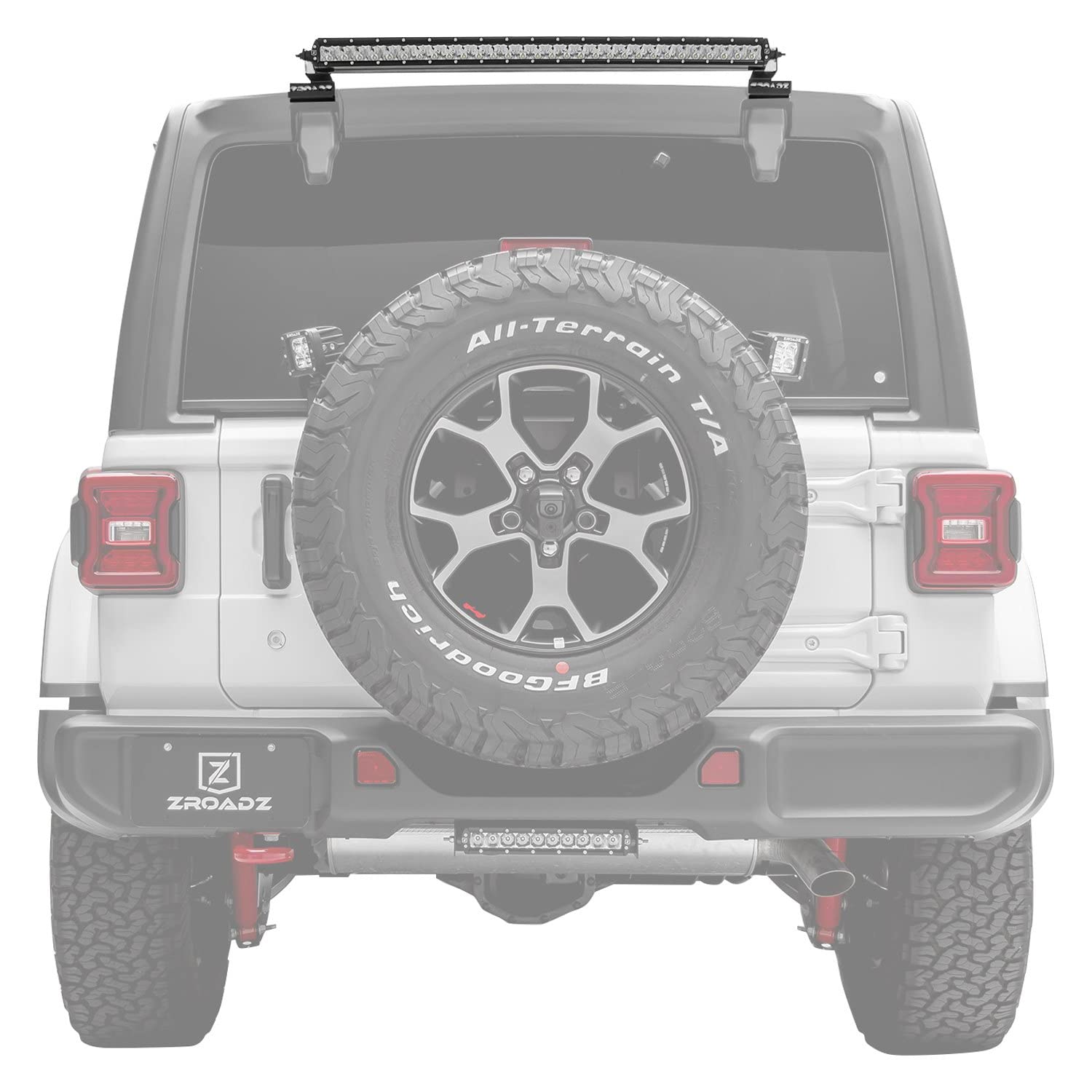 ZROADZ LED Rear Window Kit - Compatible w/ 2018 - 2022 Jeep JL - Incl. 30 Inch Light - Mild Steel Gloss Black Finish - Bolt-On Easy Installation - PN #Z394931-KIT