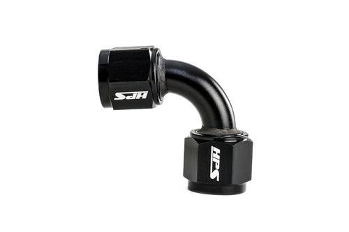 HPS AN9901-03 Swivel Coupling AN Female to Female Adapte Fitting, Aluminum, Size: AN-3, Angle: 90 degree, Black