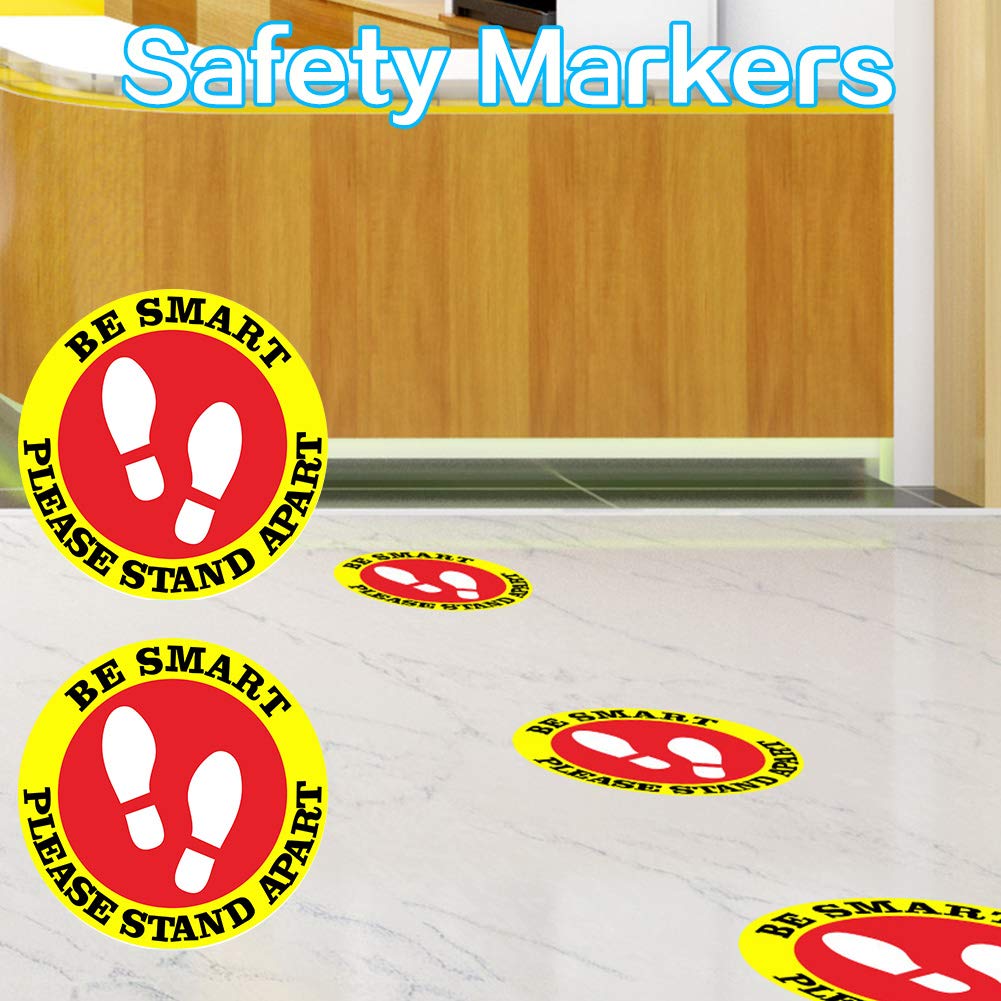 5pcs/Set ompait Safety Markers Keep Social Distance Safety Floor Sign Office Shop Floor PVC Multifunction Bank Self Adhesive Sign