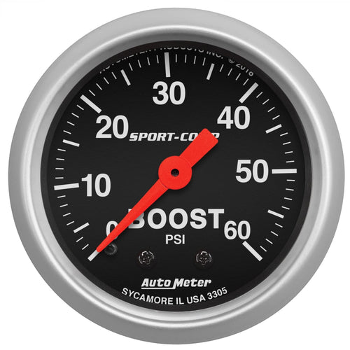 Boost AutoMeter 3305 Gauge, 2 1/16", 60Psi, Mechanical, Sport-Comp