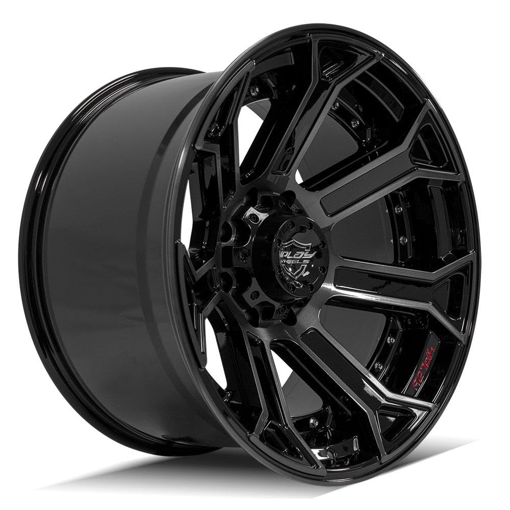 4PLAY Wheels 22 Inch 4P70 Rim Fits 8x180 22x12 Gloss Black Brushed with Tinted Clear (1)