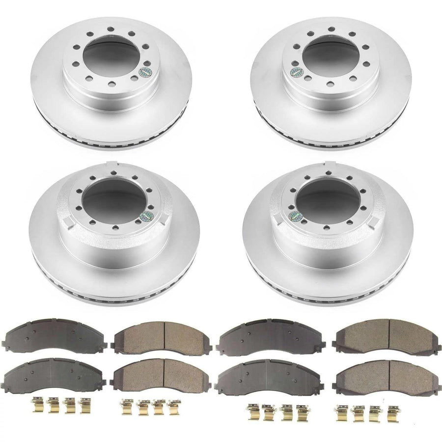 Power Stop Z17 CRK7423 Front and Rear Coated Rotor Brake Kit-Coated Rotors and Ceramic Brake Pads For Ford F-450 Super Duty, Ford F-550 Super Duty, Ford F-600 Super Duty [Model Specific]
