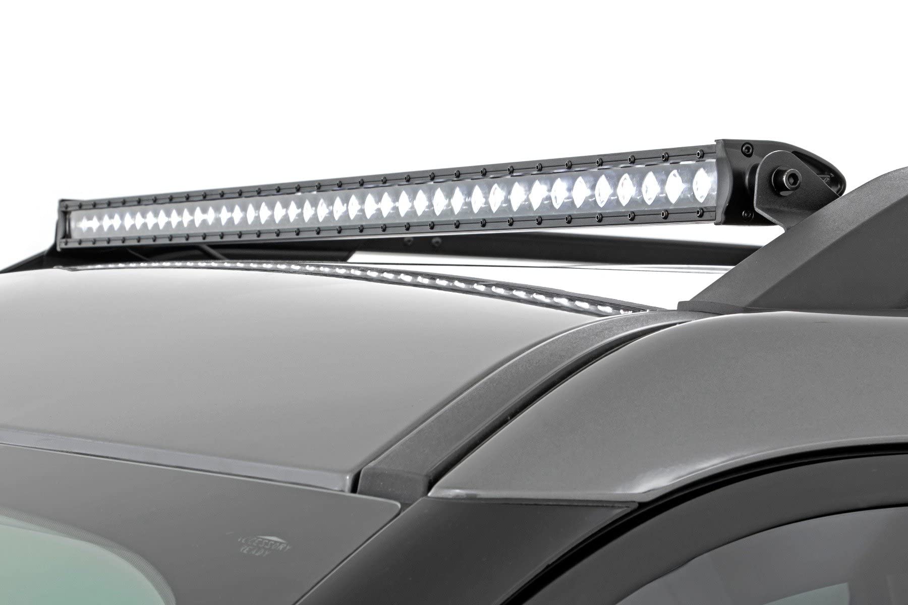 40" Rough Country LED Light Bar Roof Rack Mount for Ford Bronco Sport (2021-2025) - 200W, 16,000 Lumen CREE LED, Spot Focus Beam
