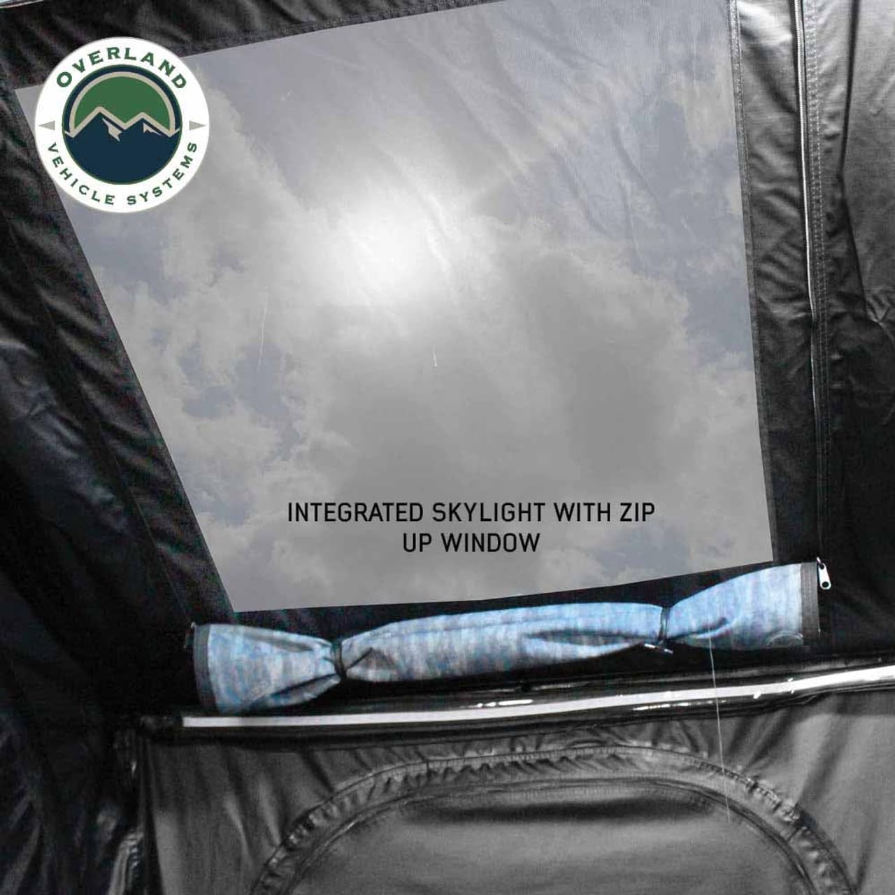 Overland Vehicle Systems XD Sherpa Hybrid Soft Shell Aluminum Hard Shell Roof Top Tent with Blackout Kit - Grey Body & Black Rainfly (XD Sherpa S2S 2 Person Tent)