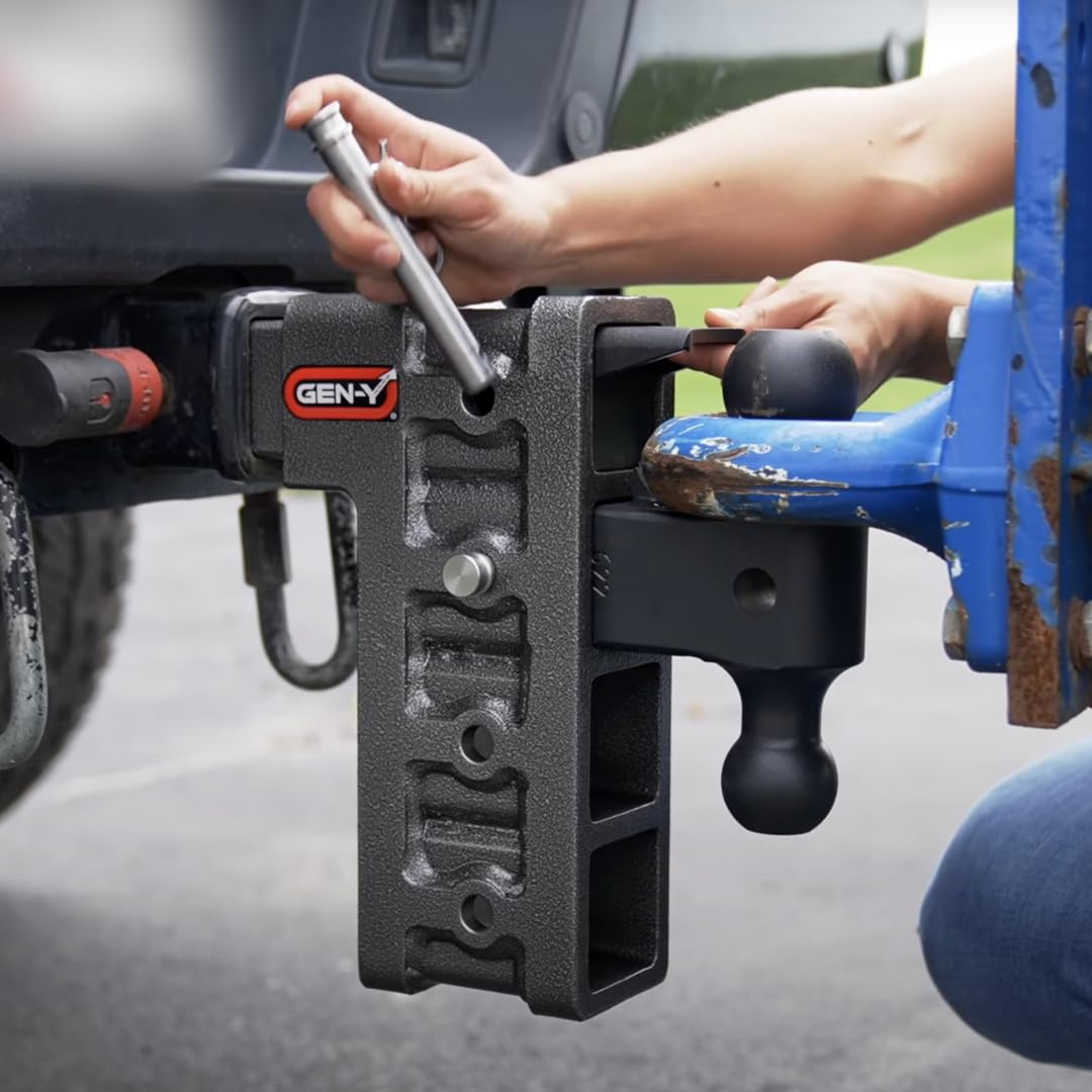 Adjustable GEN-Y Hitch Tow Hitch for 2" Receiver for Trucks, RVs and Vans Pulling Trailers | 7.5" Drop | 10,000 LB Towing Capacity | 1,500 LB Tongue Weight | Silver
