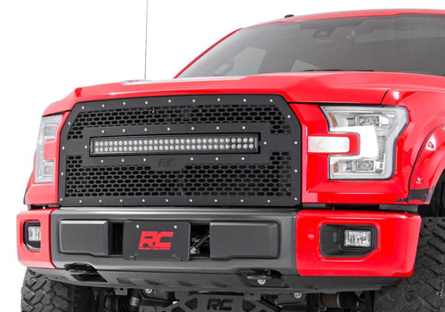 30" Rough Country Mesh White DRL LED Grille for 2015-2017 Ford F-150-70193DRL
