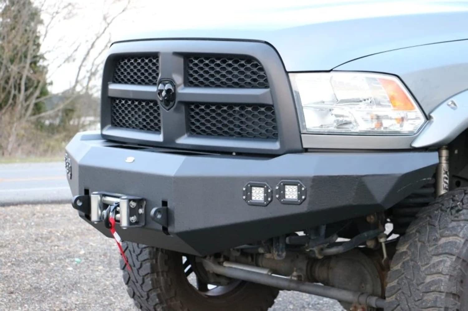 FBDR2-02 | DV8 Offroad | Front Bumper fits 2010-2018 RAM 2500/3500 Trucks | 3pc Modular Construction | Integrated Winch Mount | LED Lights Included