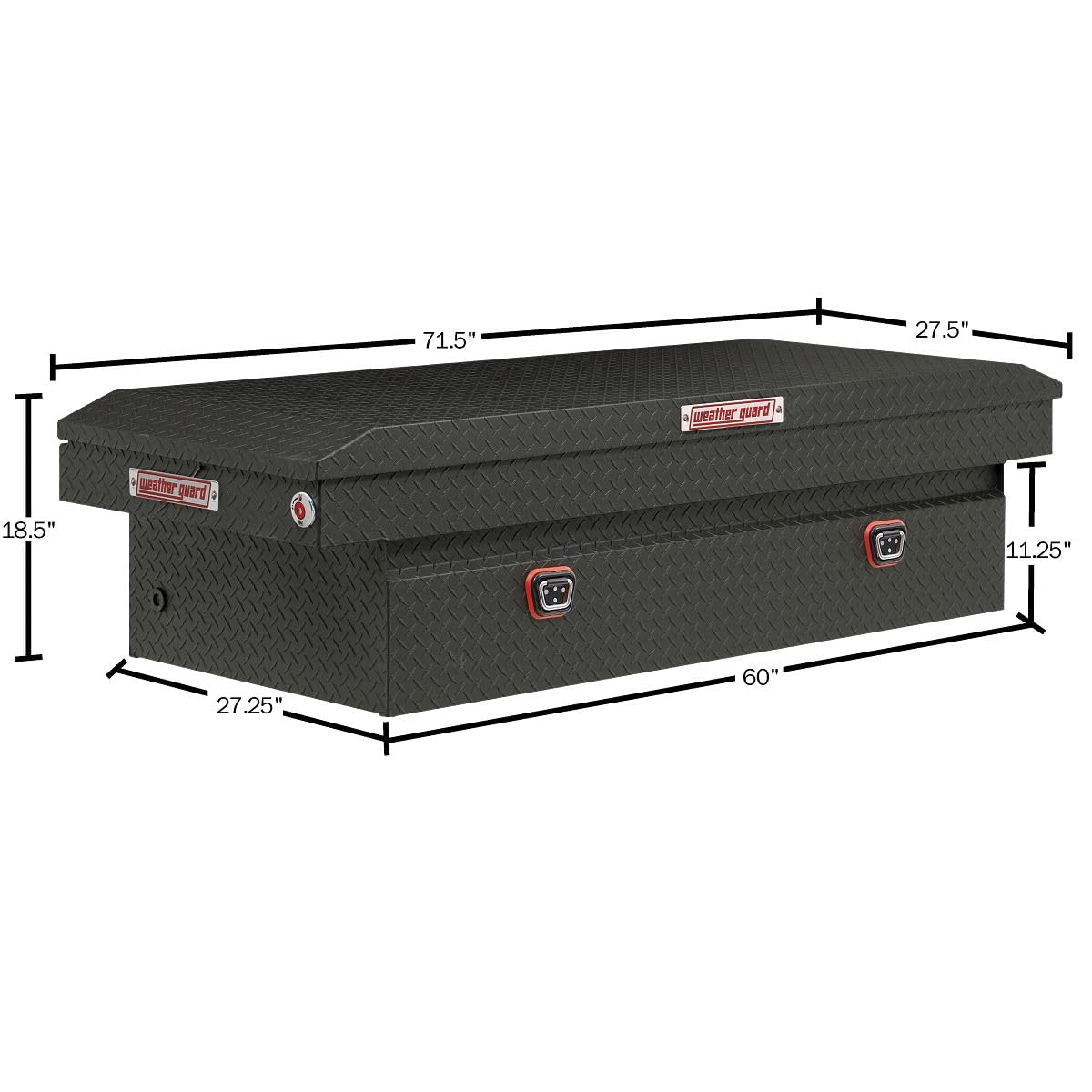 Weather Guard Saddle Truck Box Model 117-52-04, Aluminum, For Full-Size Trucks, Extra Wide, Textured Matte Black, 15.5 cu ft capacity