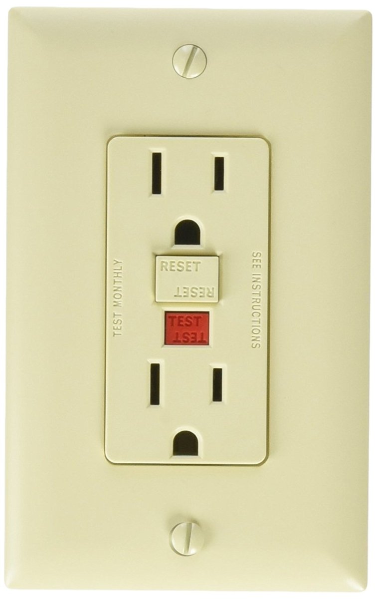 Dual GFCI Outlet S803, RV Designer with Cover Plate, Ivory, AC Electrical