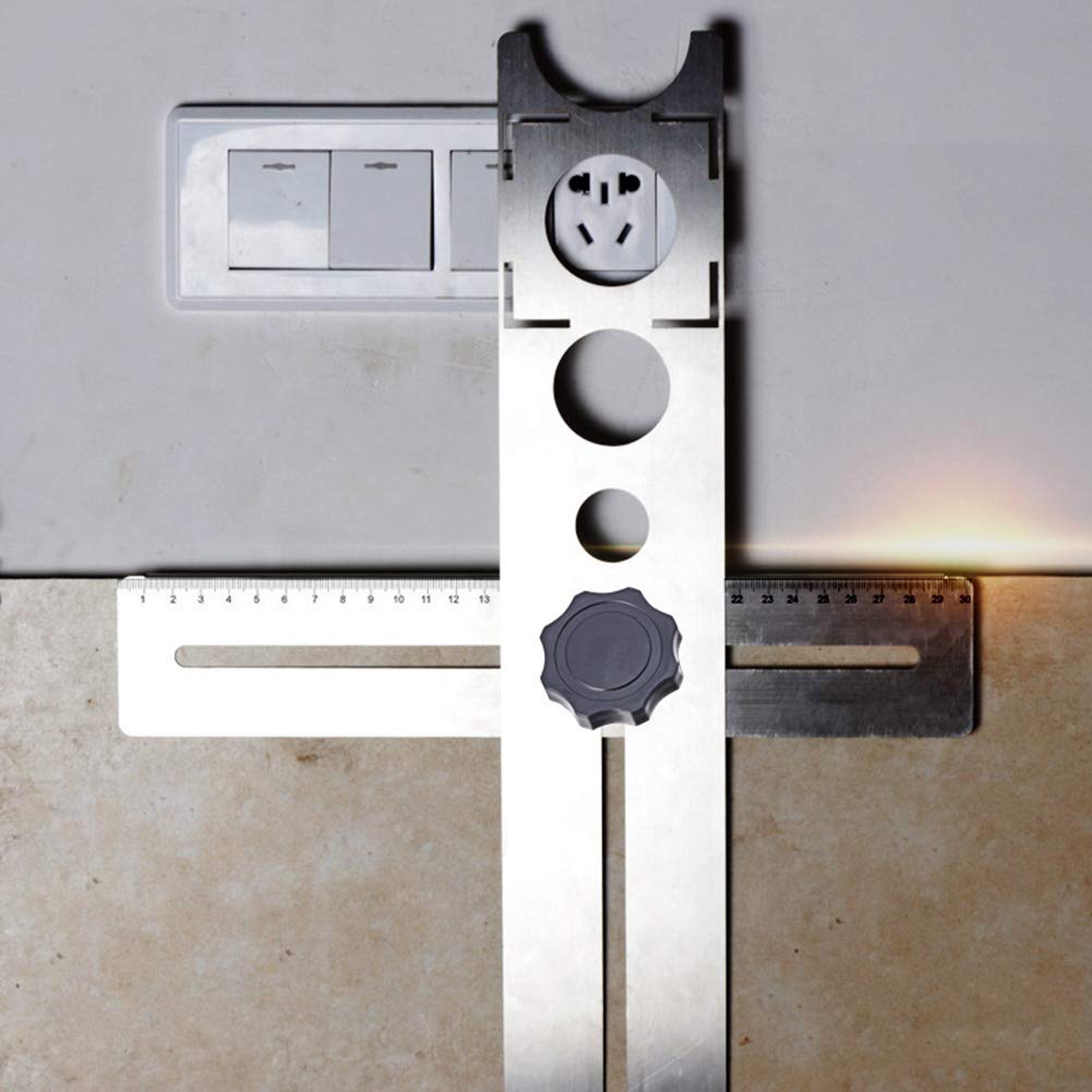 Durable Dengofng Punch Locator Ceramic Tile Measurement DIY Drill Guide Stainless Steel Hole Gauge Accurate Universal Portable